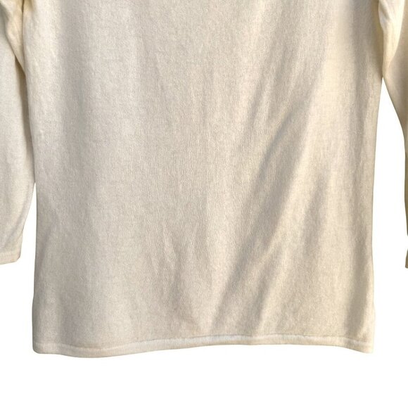 Sutton Studio Womens White Cashmere 3/4 Sleeve Buttoned Cuffs Knit Sweater L - Picture 3 of 9